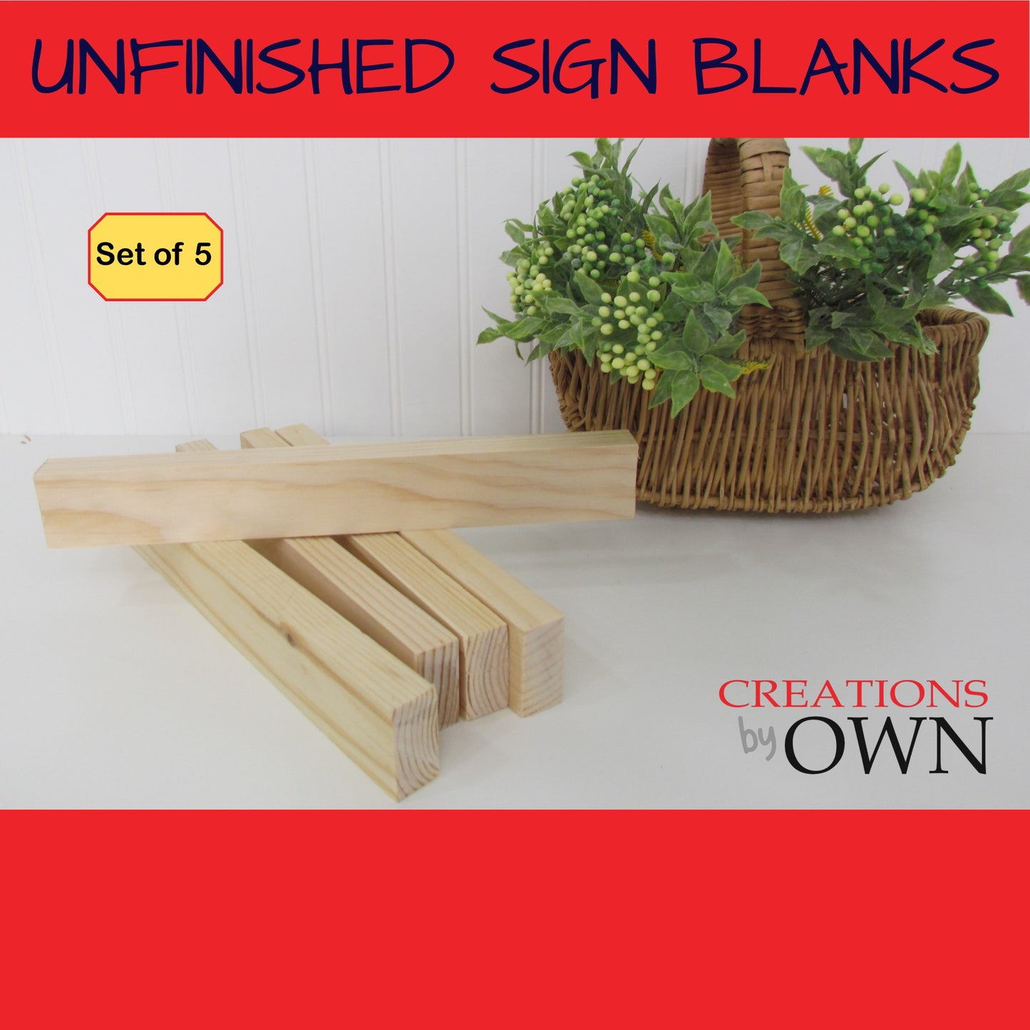 Unfinished Wood Block Blanks 1.5x10x3/4, Set of 5, Small Shelf Sign, Wood for Crafting, Tiered Tray Wood Decor, DIY Farmhouse Sign
