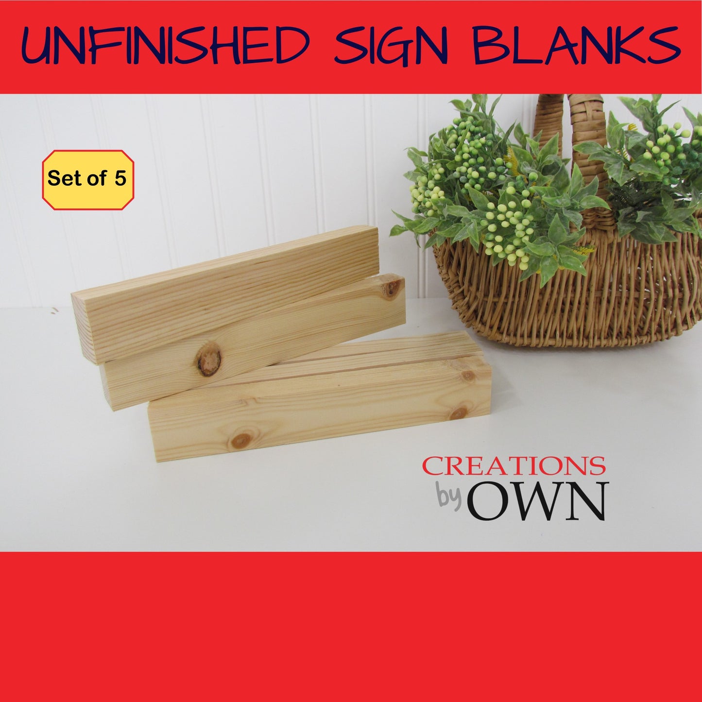 Unfinished Wood Block Blanks 1.5x8x3/4, Set of 5 Small Shelf Sign, Wood for Crafting, Tiered Tray Wood Decor, DIY Farmhouse Sign