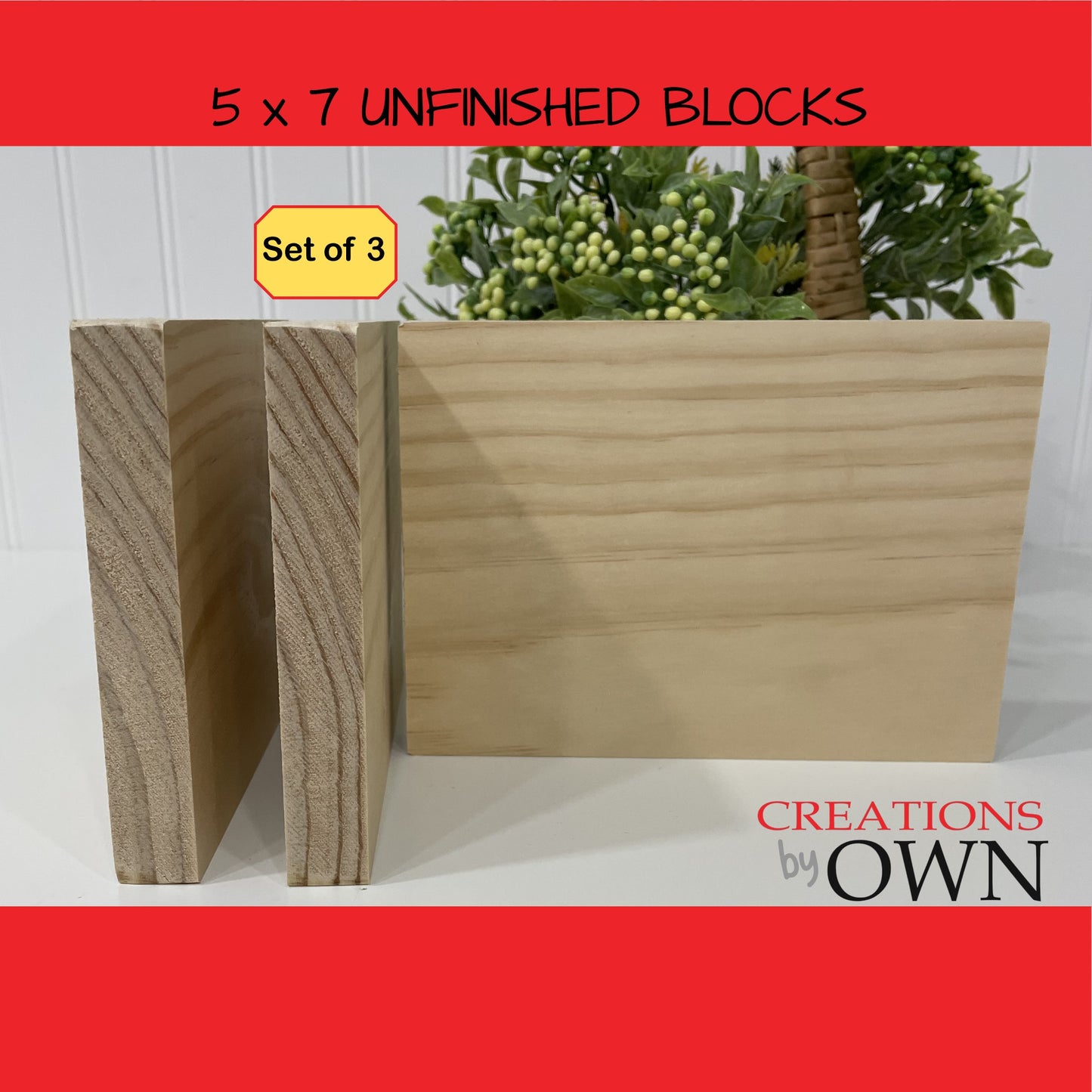 Unfinished Wood Block Blanks 5X7x.75 and 4x6x.75 Small Shelf Sign, Wood for Crafting, Tiered Tray Wood Decor, Farmhouse Sign, Set of 3