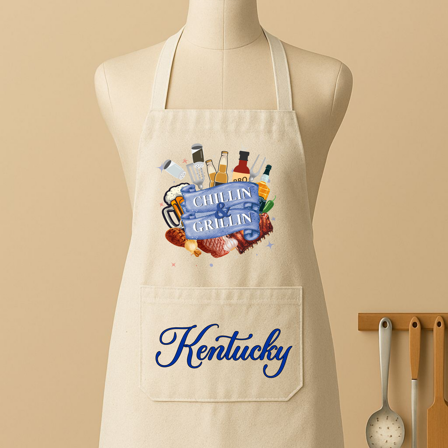 Kentucky Pride Grilling Apron - GRILLIN & CHILLIN