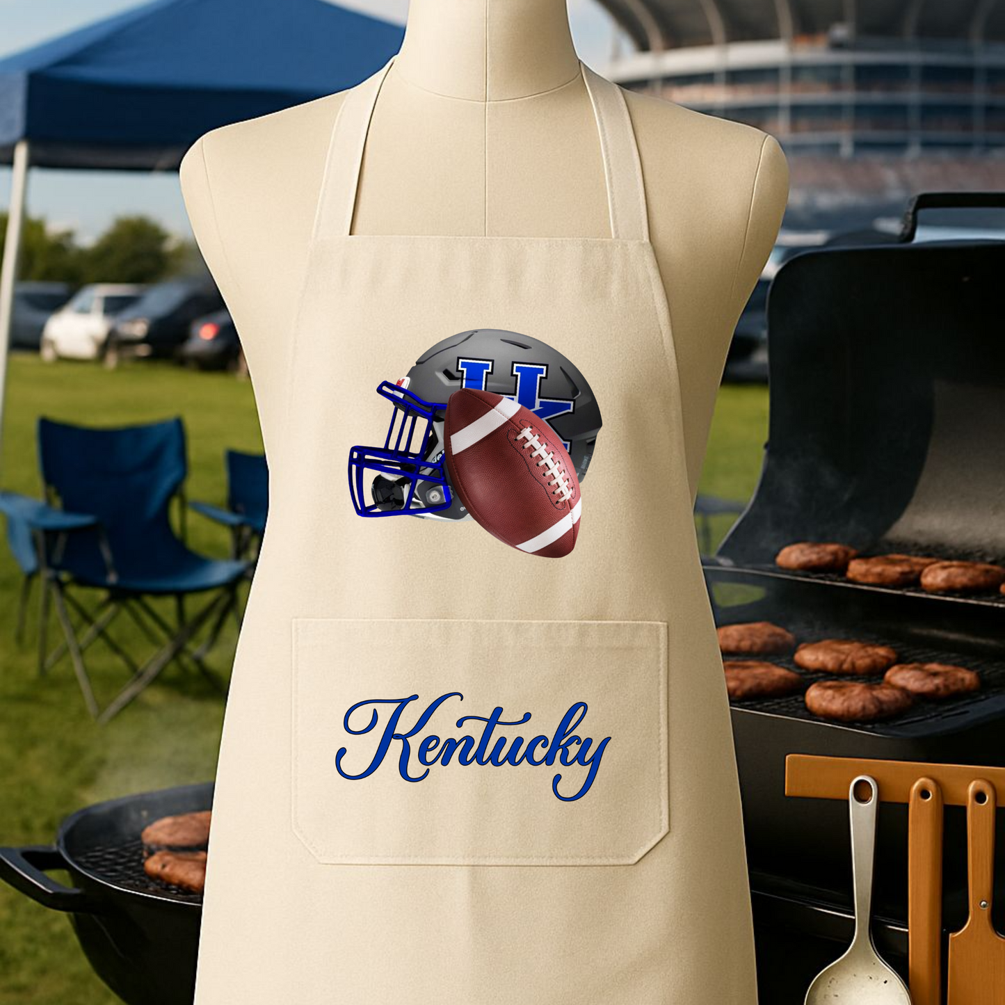 Kentucky Pride Grilling Apron - GREY HELMET FOOTBALL