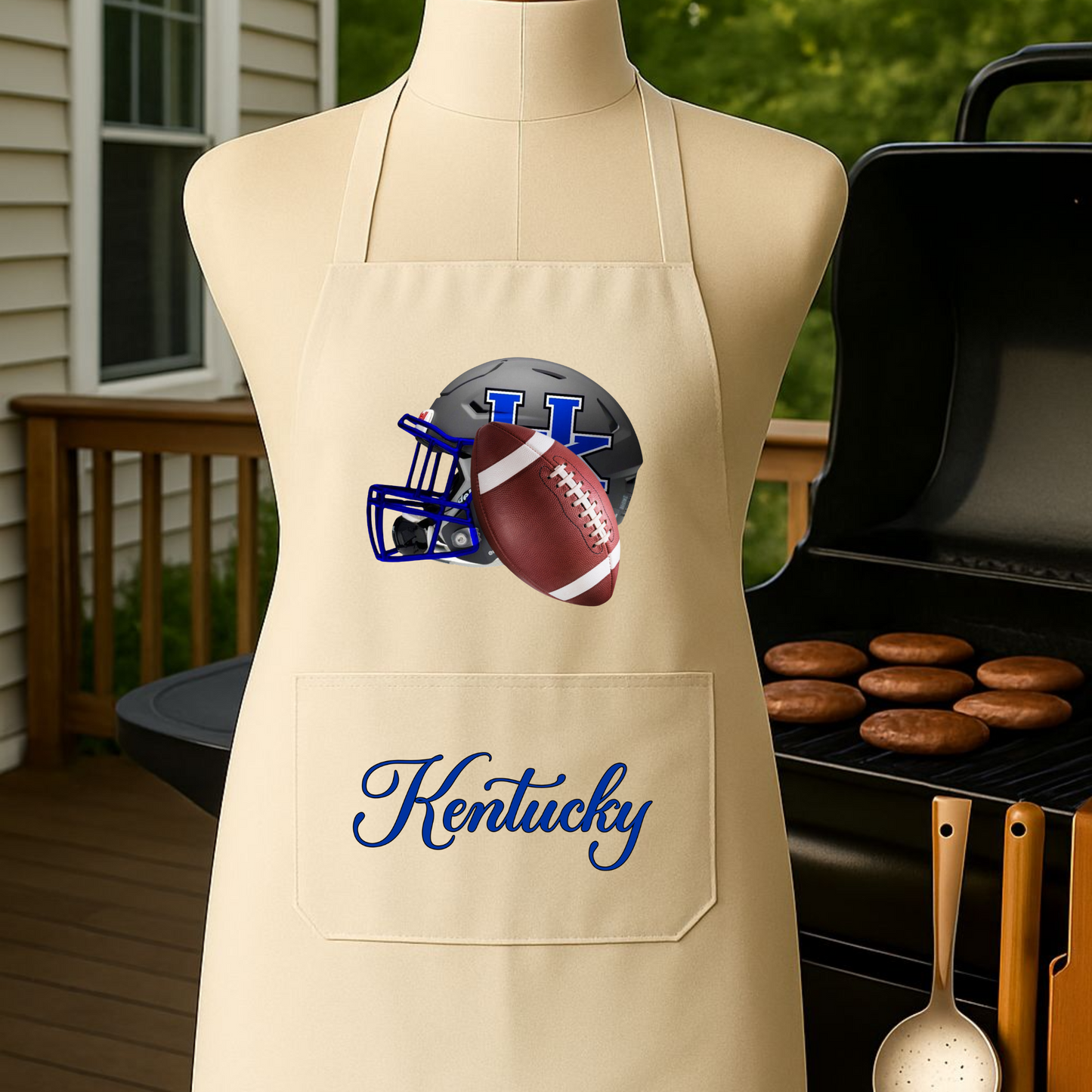 Kentucky Pride Grilling Apron - GREY HELMET FOOTBALL