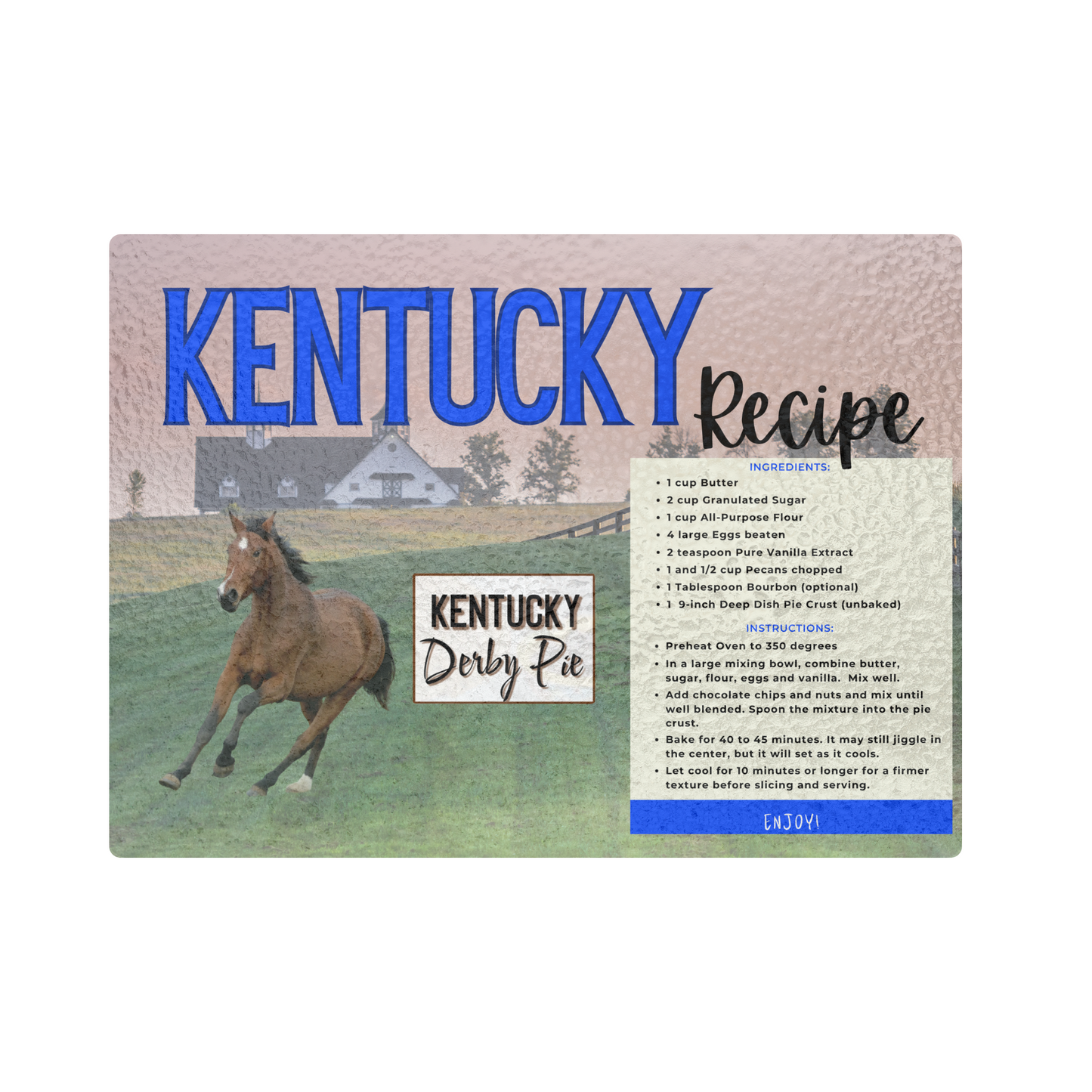 Glass Cutting Boards Kentucky Derby Pie