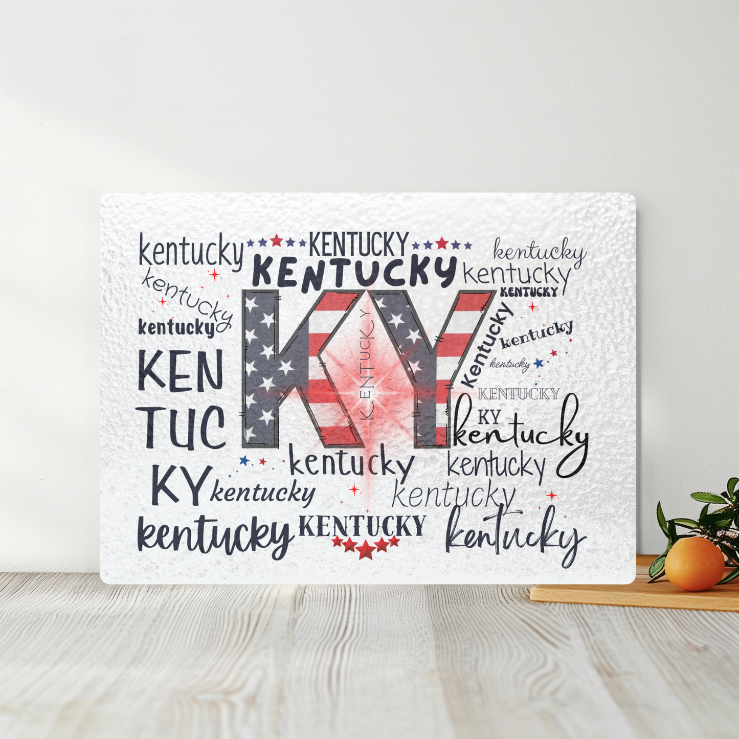Glass Cutting Boards Kentucky RED, White, Blue