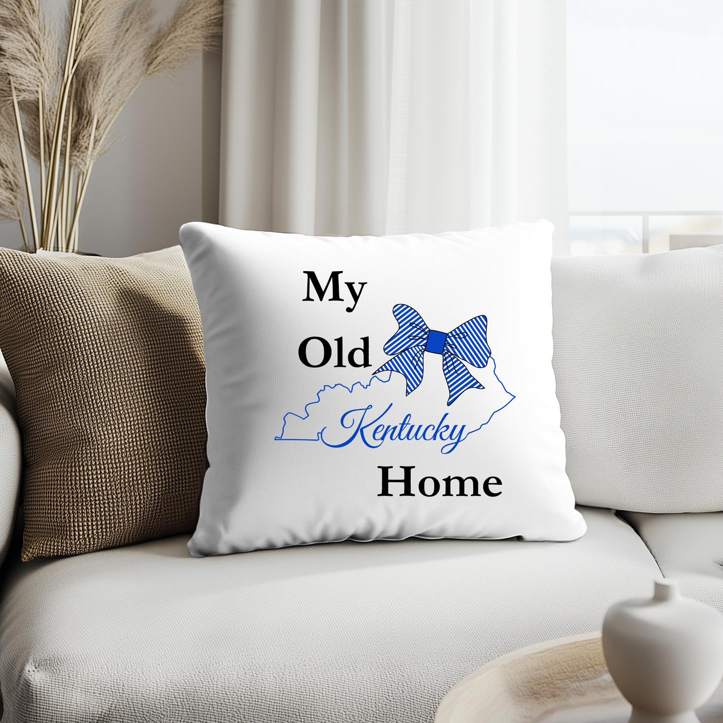 Kentucky-Themed Decorative Pillow Cover – 18x18 | Cozy, Soft Fabric with Enclosed Zipper - MY OLD KENTUCKY HOME