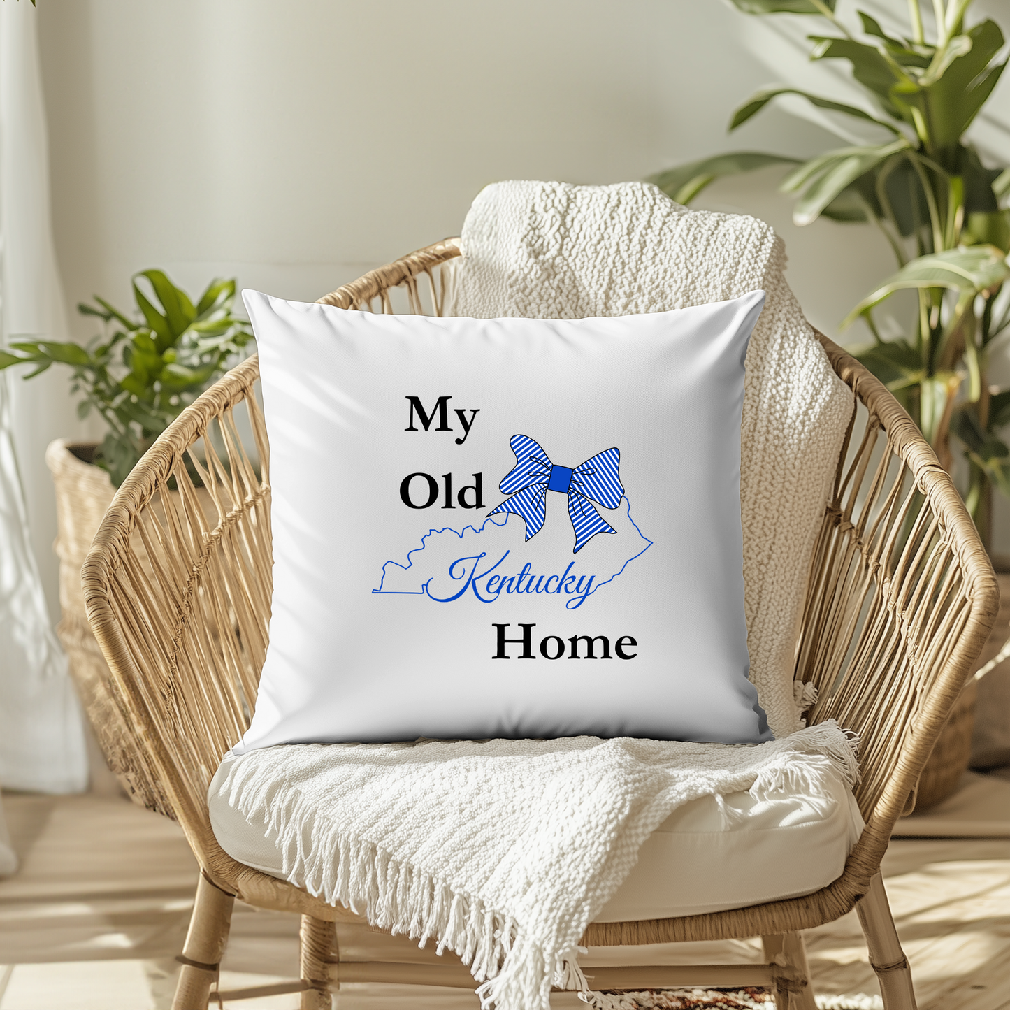 Kentucky-Themed Decorative Pillow Cover – 18x18 | Cozy, Soft Fabric with Enclosed Zipper - MY OLD KENTUCKY HOME