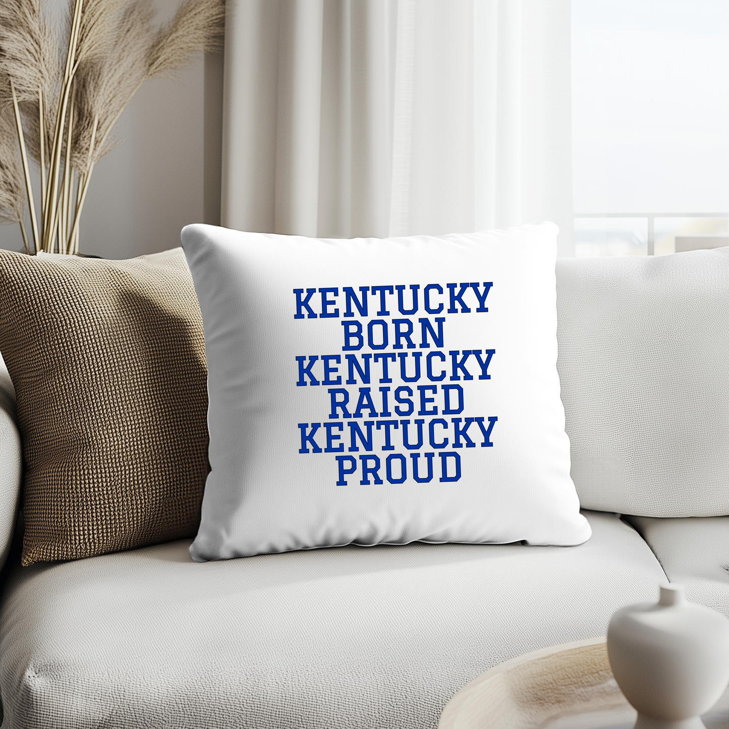 Kentucky-Themed Decorative Pillow Cover – 18x18 | Cozy, Soft Fabric with Enclosed Zipper - KENTUCKY BORN RAISED PROUD