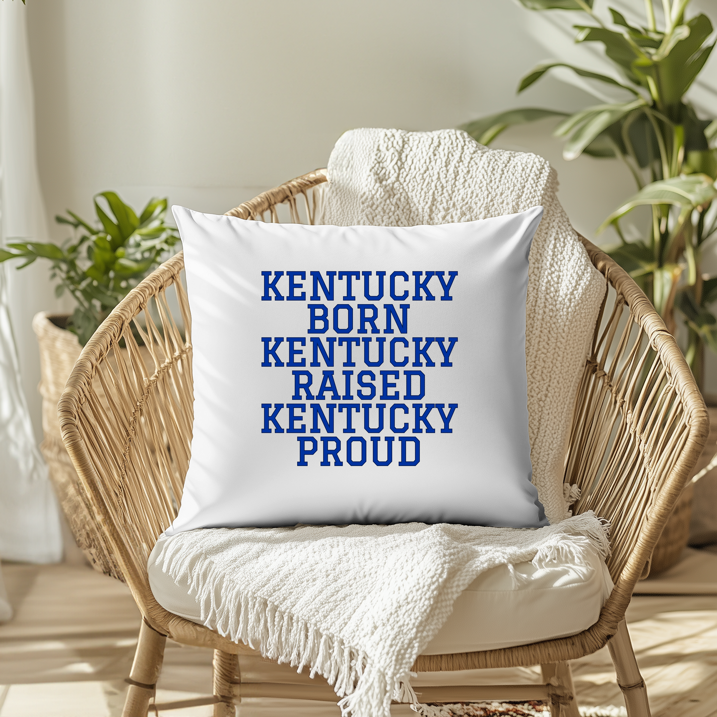 Kentucky-Themed Decorative Pillow Cover – 18x18 | Cozy, Soft Fabric with Enclosed Zipper - KENTUCKY BORN RAISED PROUD