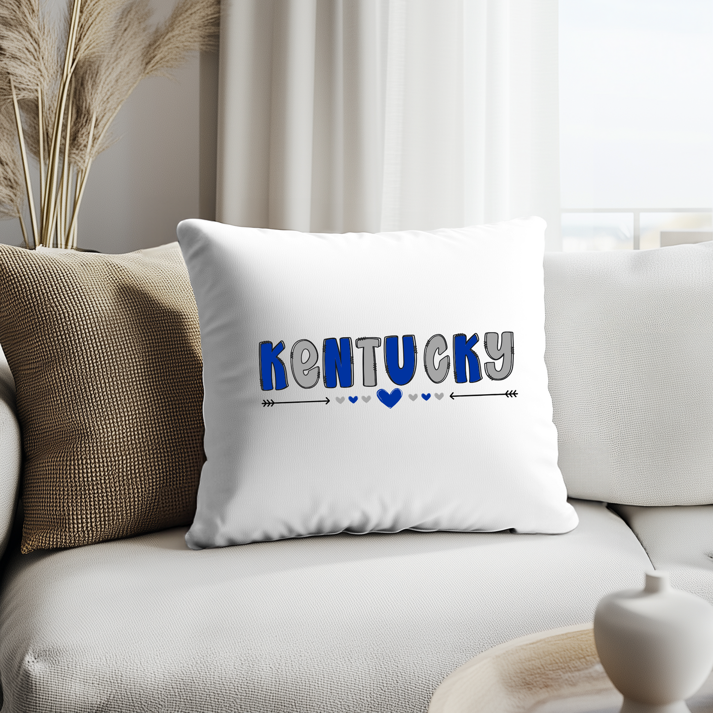 Kentucky-Themed Decorative Pillow Cover – 18x18 | Cozy, Soft Fabric with Enclosed Zipper - KENTUCKY HEARTS