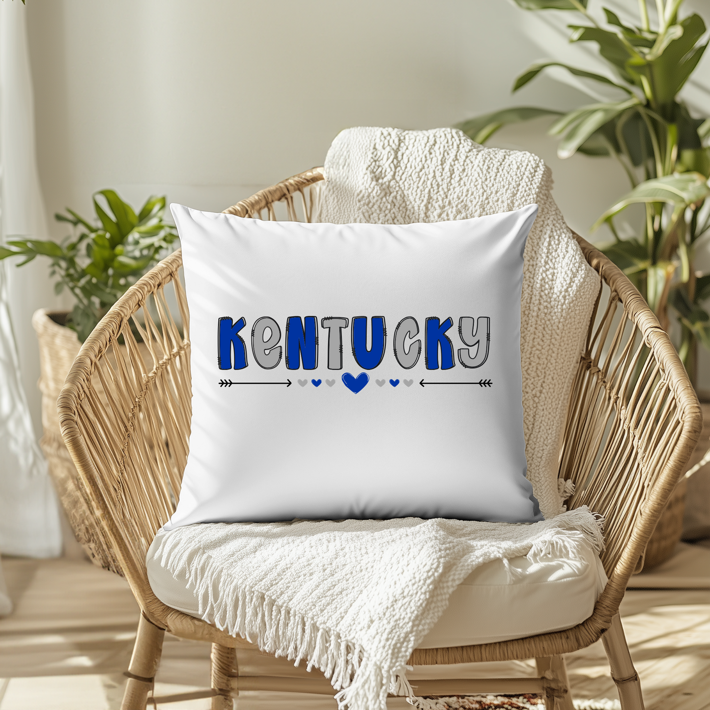 Kentucky-Themed Decorative Pillow Cover – 18x18 | Cozy, Soft Fabric with Enclosed Zipper - KENTUCKY HEARTS