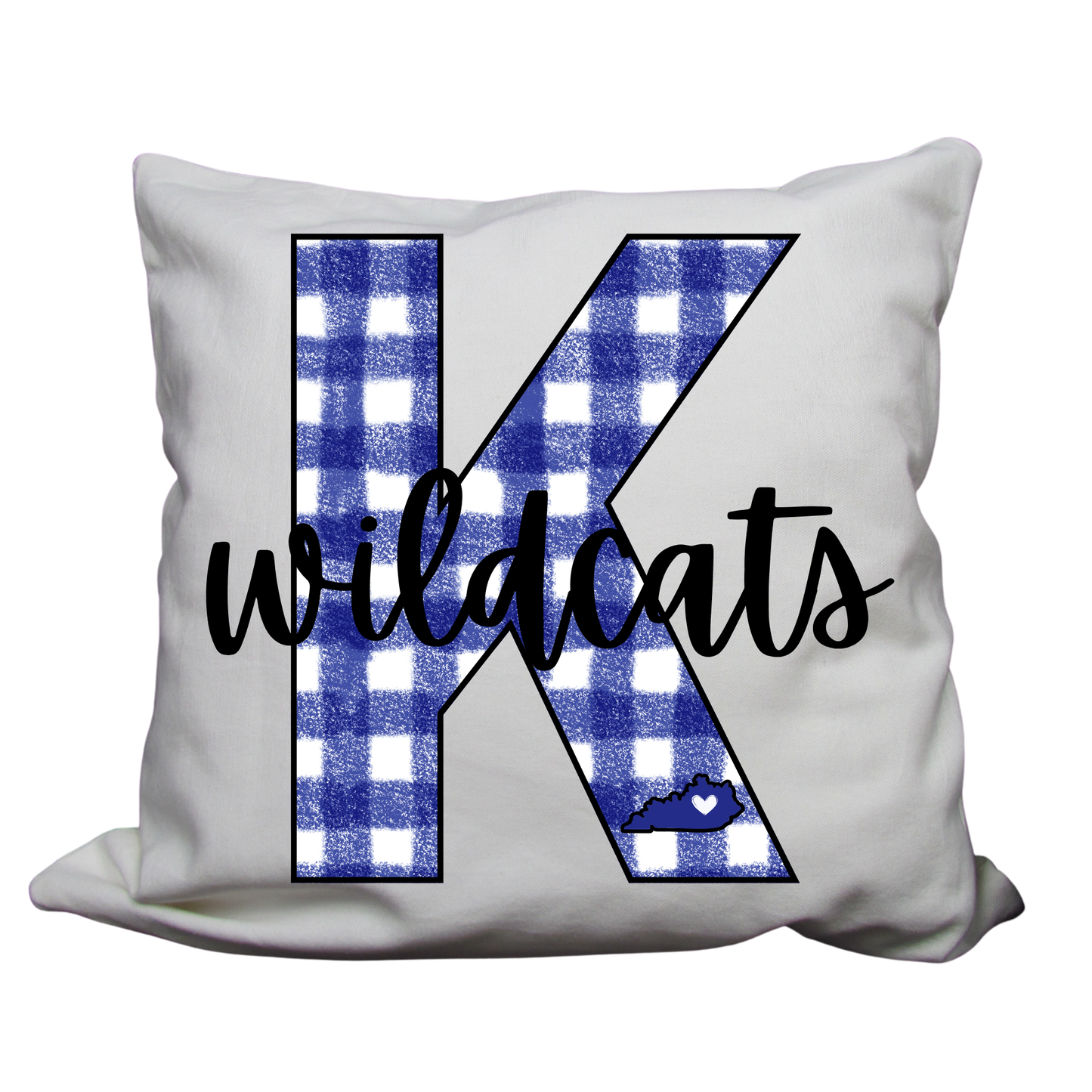 Kentucky-Themed Decorative Pillow Cover – 18x18 | Cozy, Soft Fabric with Enclosed Zipper - K PLAID WITH WILDCATS
