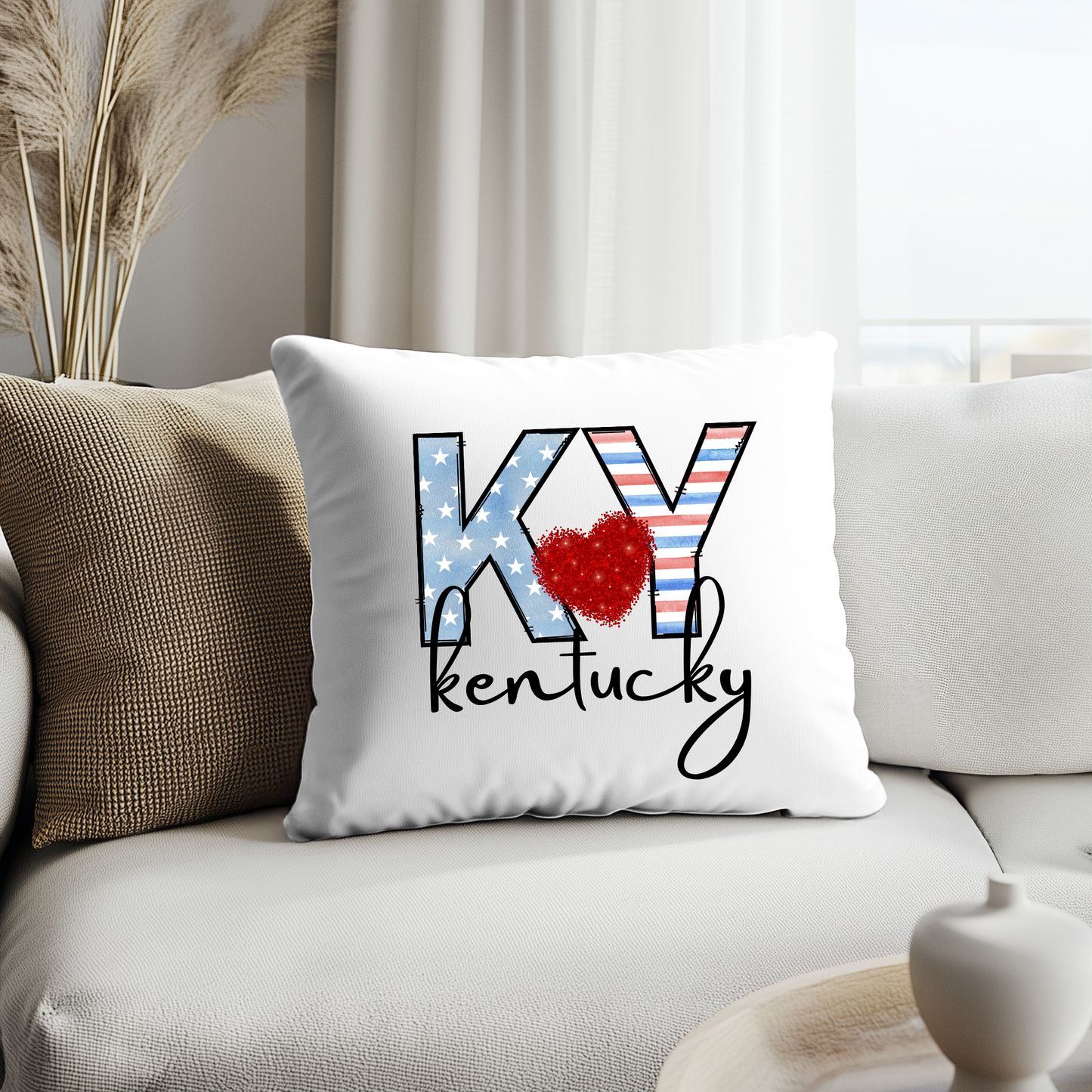 Kentucky-Themed Decorative Pillow Cover – 18x18 | Cozy, Soft Fabric with Enclosed Zipper - KENTUCKY RED HEART