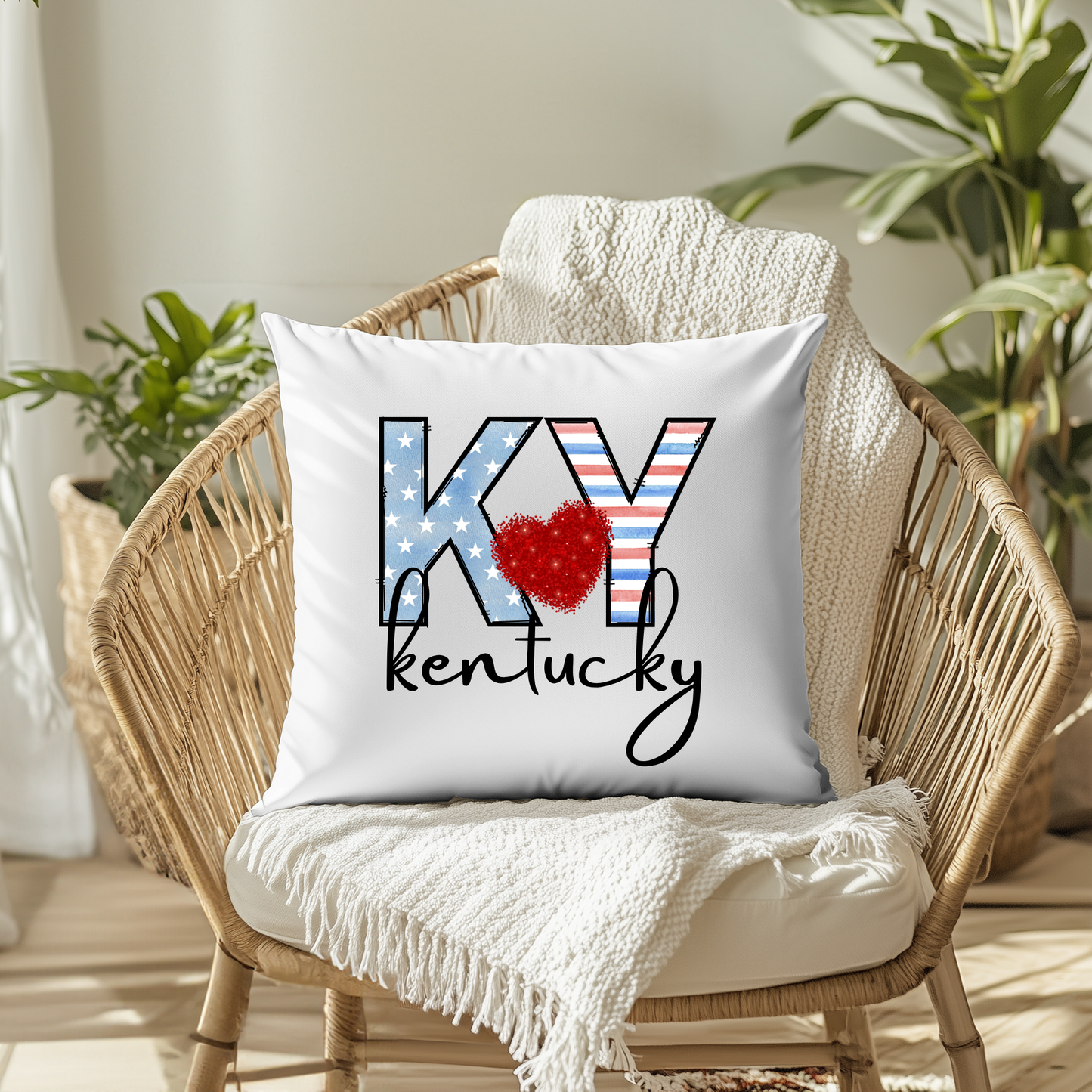 Kentucky-Themed Decorative Pillow Cover – 18x18 | Cozy, Soft Fabric with Enclosed Zipper - KENTUCKY RED HEART