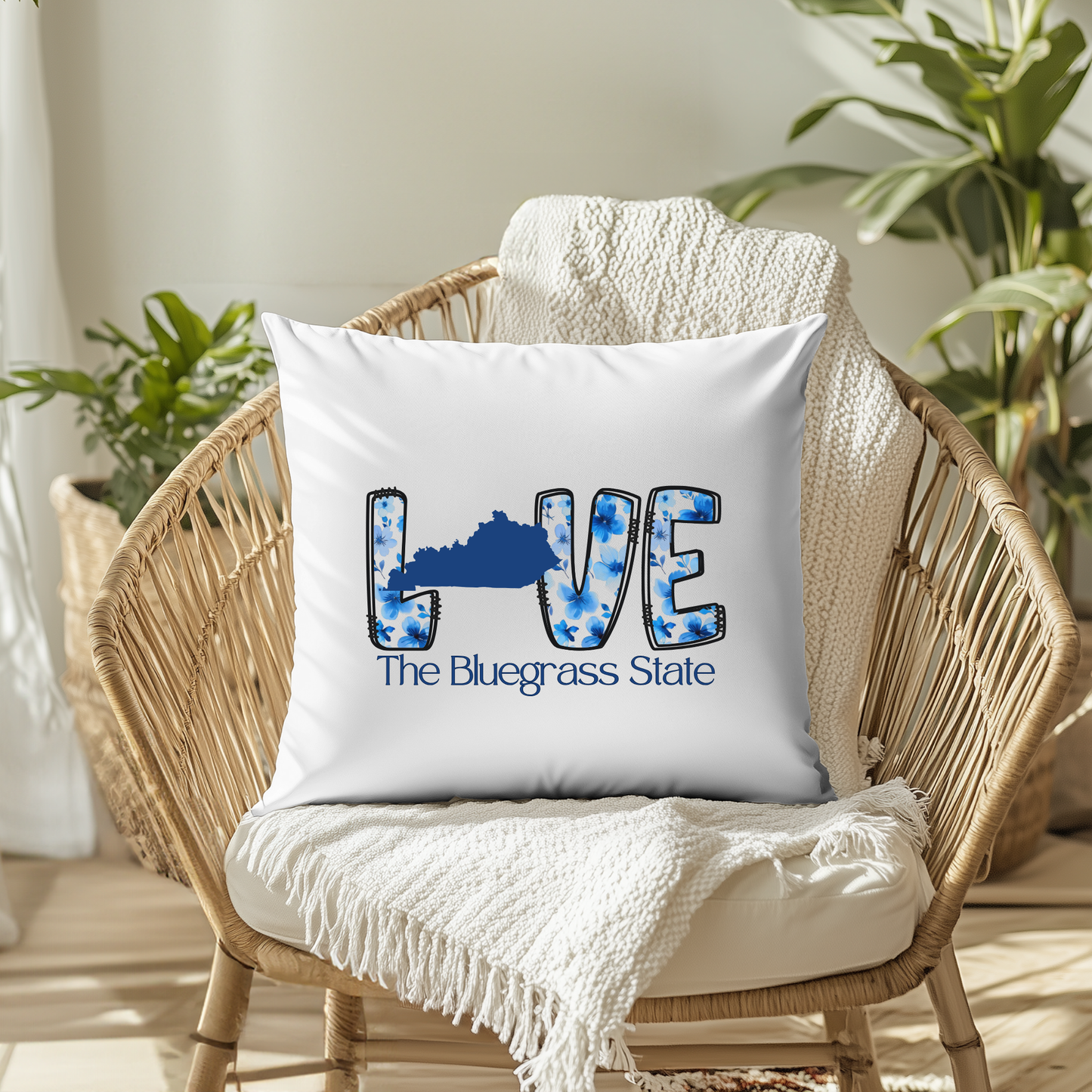 Kentucky-Themed Decorative Pillow Cover – 18x18 | Cozy, Soft Fabric with Enclosed Zipper - KENTUCKY LOVE