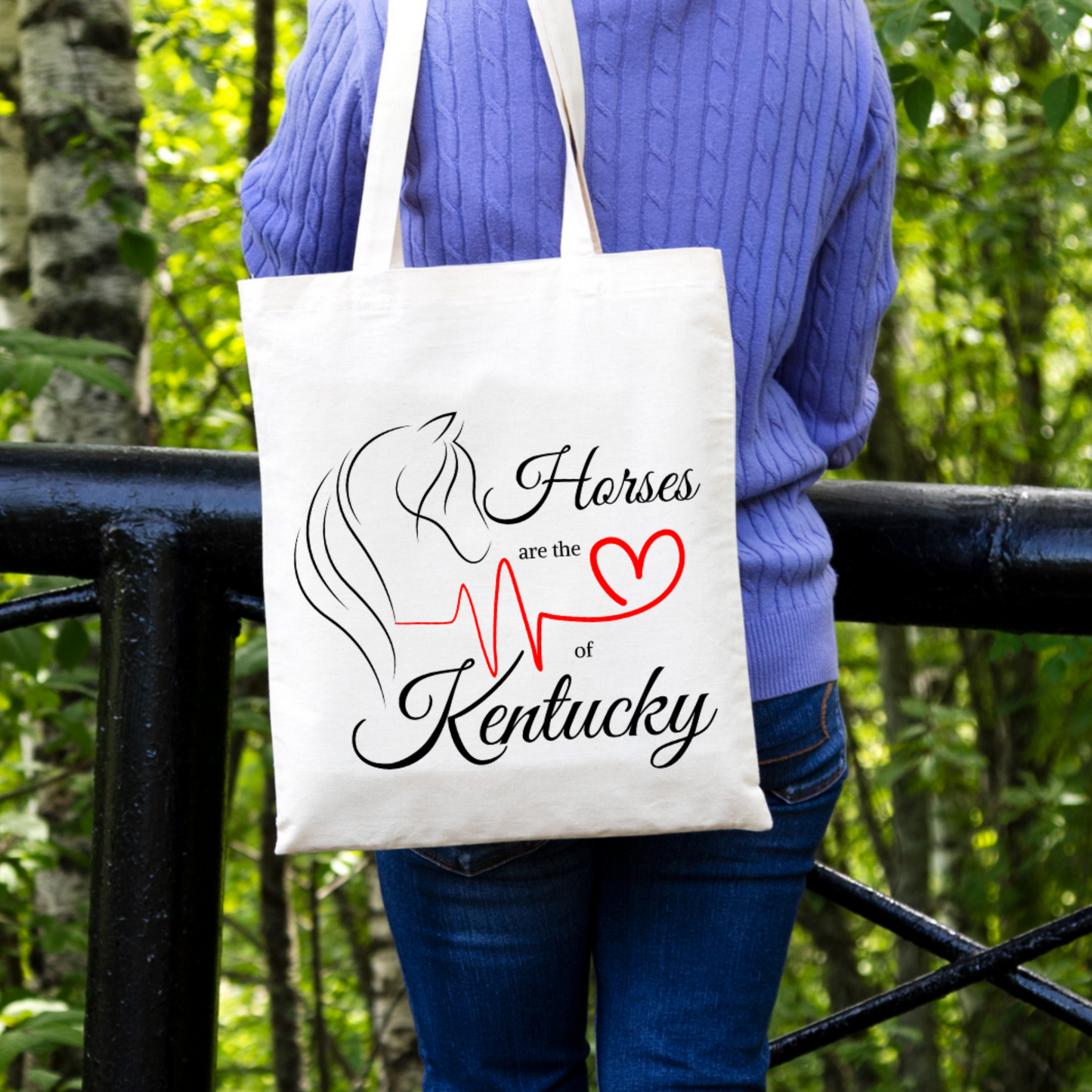 Louisville Roots, Kentucky Soul – Canvas Tote Bag HORSE ARE THE HEART BEAT OF KENTUCKY