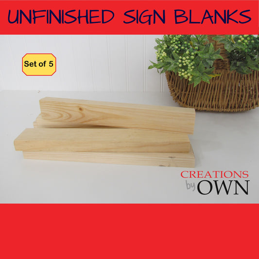 Unfinished Wood Block Blanks 1.5x10x3/4, Set of 5, Small Shelf Sign, Wood for Crafting, Tiered Tray Wood Decor, DIY Farmhouse Sign