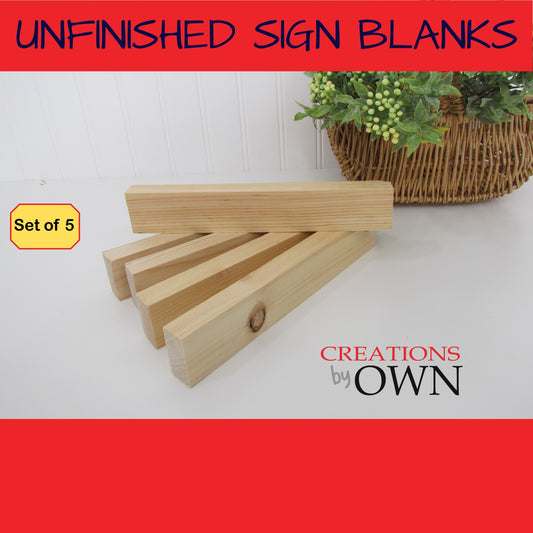 Unfinished Wood Block Blanks 1.5x8x3/4, Set of 5 Small Shelf Sign, Wood for Crafting, Tiered Tray Wood Decor, DIY Farmhouse Sign