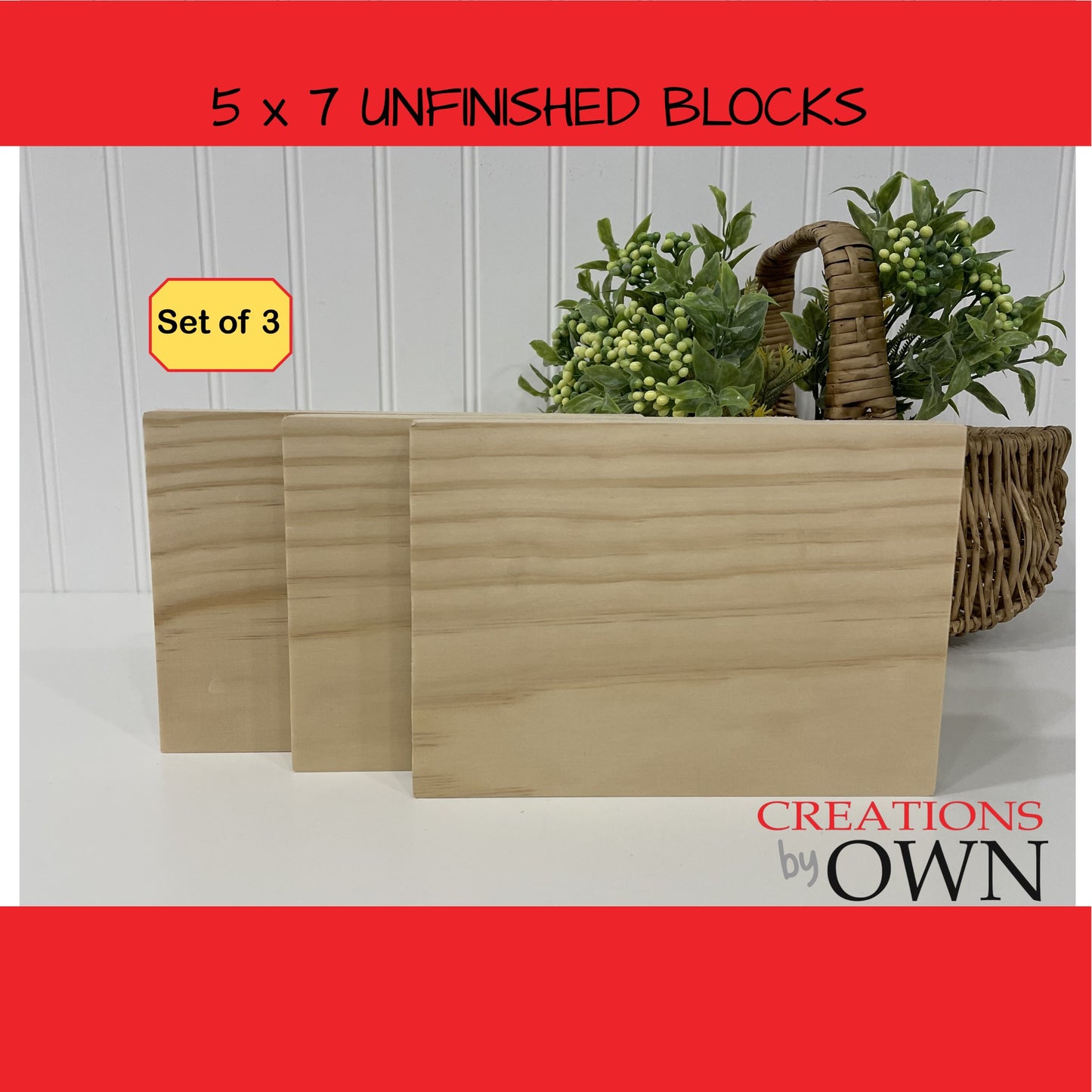Unfinished Wood Block Blanks 5X7x.75 and 4x6x.75  Small Shelf Sign, Wood for Crafting, Tiered Tray Wood Decor, Farmhouse Sign, Set of 3