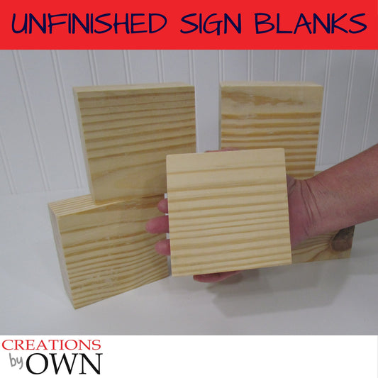 Unfinished Wood Tile Blocks, (Set of 6)  4" x 4"x1.5" Blank Signs, Wood Craft Supplies, DIY Paint Party Supplies, Wood Blocks
