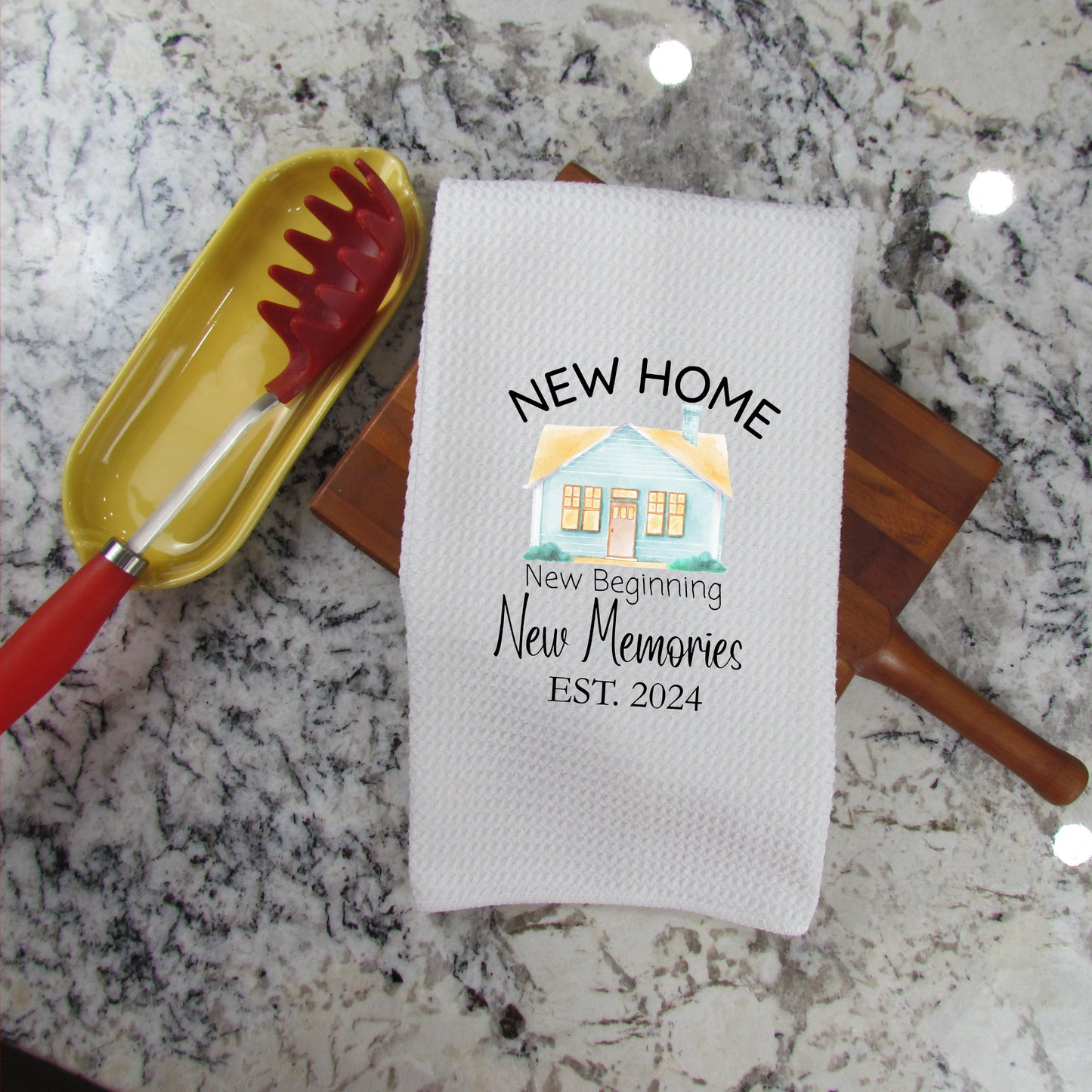 New Home New Beginning New Memories PERSONALIZED Towel with Date