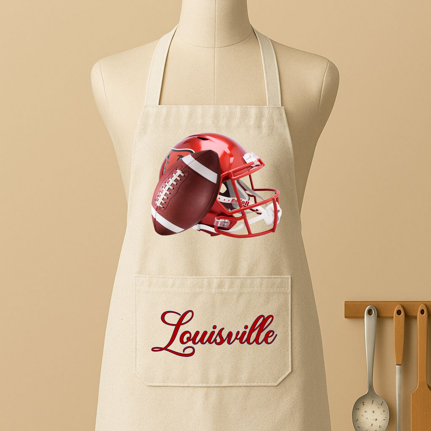 Kentucky Pride Grilling Apron - RED HELMET FOOTBALL LOUISVILLE