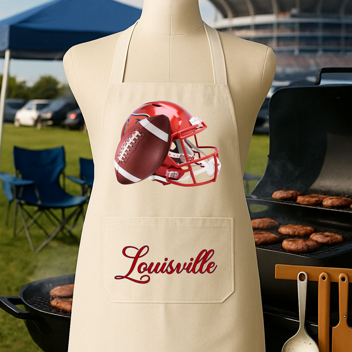 Kentucky Pride Grilling Apron - RED HELMET FOOTBALL LOUISVILLE
