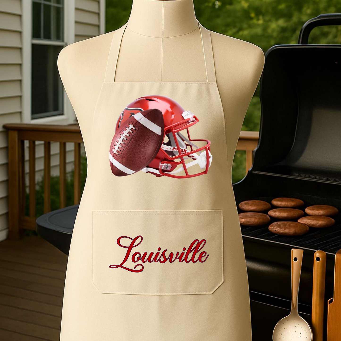 Kentucky Pride Grilling Apron - RED HELMET FOOTBALL LOUISVILLE