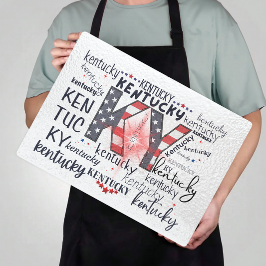 Glass Cutting Boards Kentucky RED, White, Blue