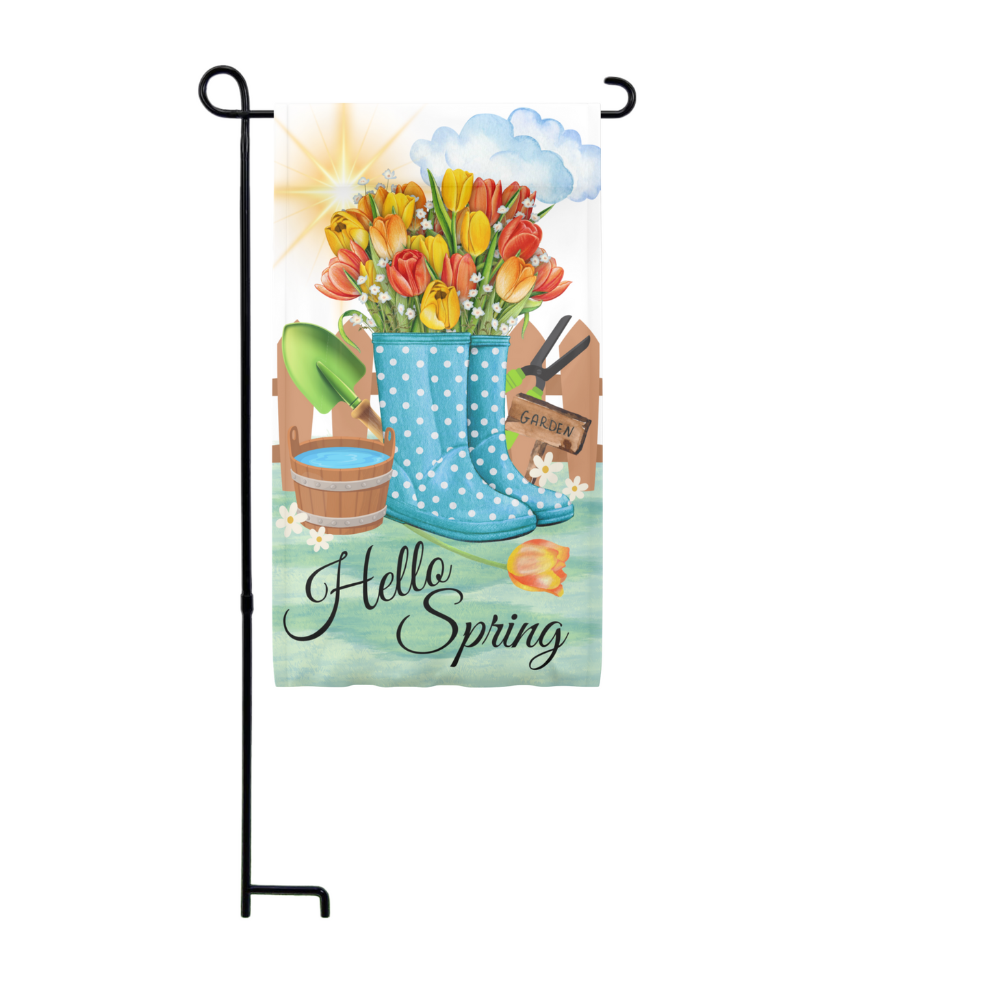 Spring & Summer Garden Flag – Bright Seasonal Outdoor Décor – 18x11.5 - HELLO SPRING