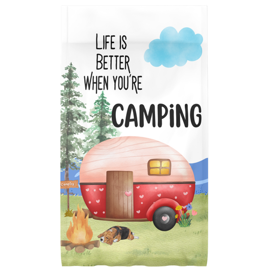 Camping Garden Flag – Adventure Awaits Outdoor Décor – 18x11.5 - LIFE IS BETTER CAMPING