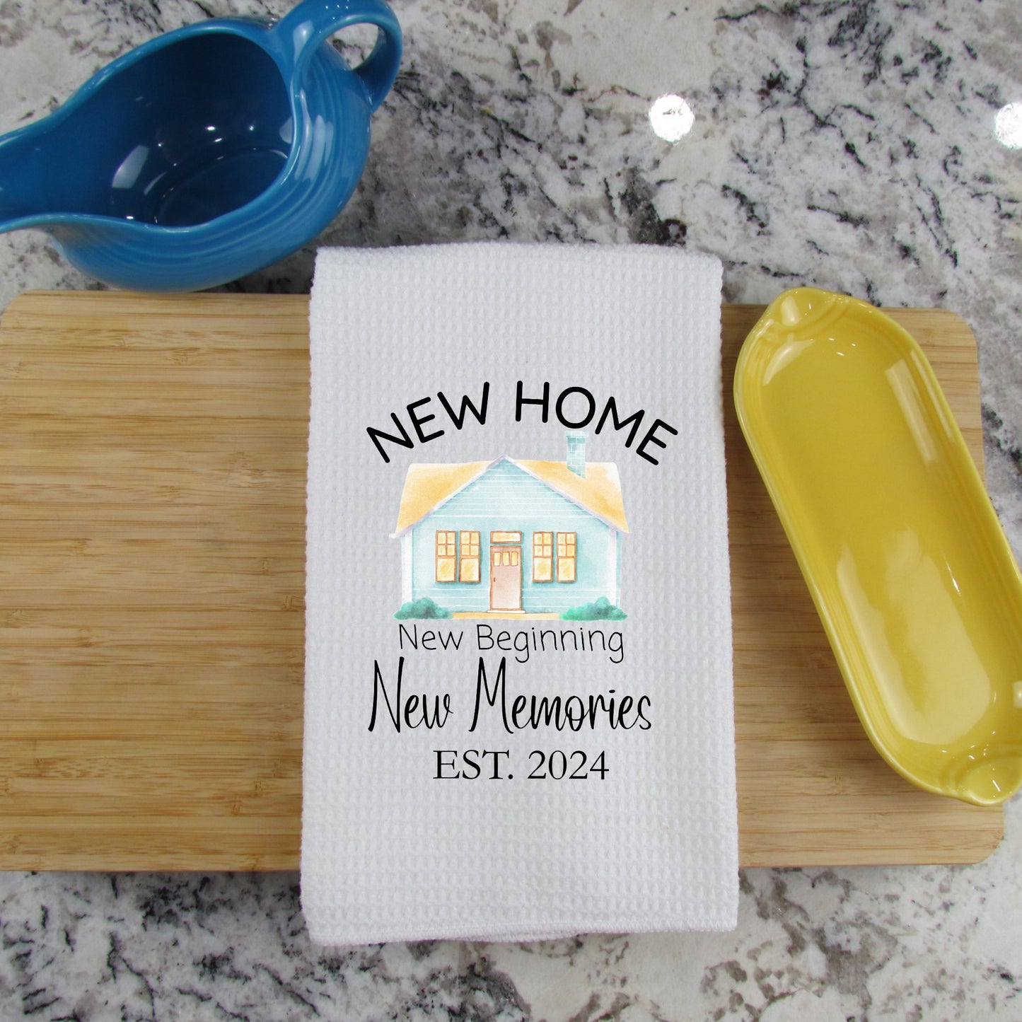 New Home New Beginning New Memories PERSONALIZED Towel with Date