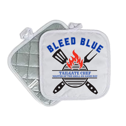 Kentucky & Louisville Quilted Pot Holders – White 8x8 | State Pride Kitchen Decor - BLEED BLUE TAILGATE GRILL