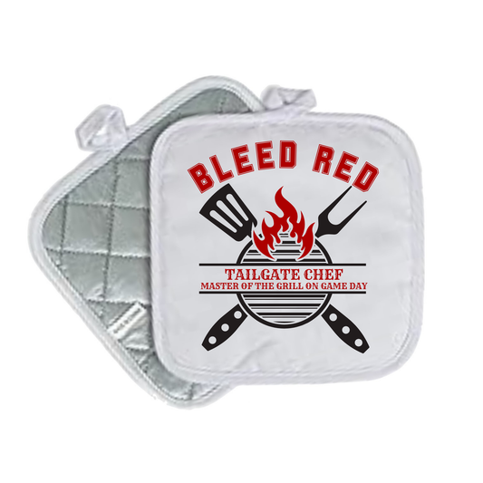 Kentucky & Louisville Quilted Pot Holders – White 8x8 | State Pride Kitchen Decor - BLEED RED TAILGATE GRILL