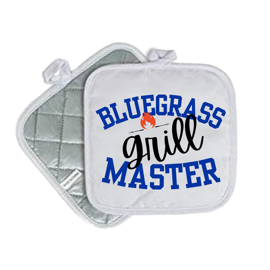 Kentucky & Louisville Quilted Pot Holders – White 8x8 | State Pride Kitchen Decor - BLUEGRASS GRILL MASTER