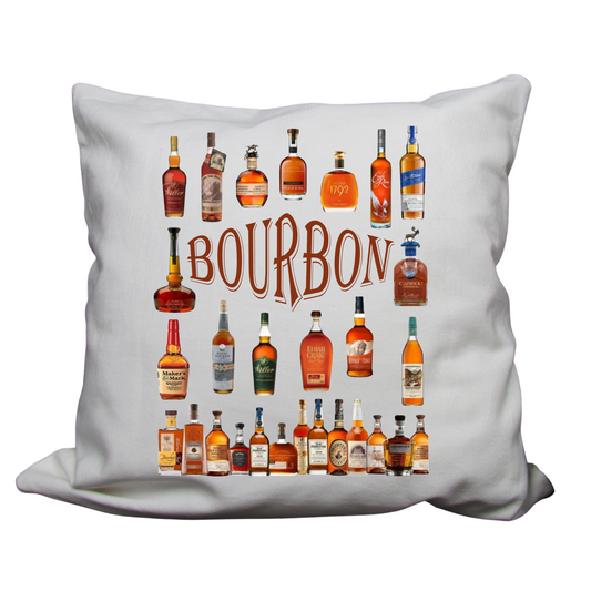 Bourbon Bottle-Inspired Throw Pillow Cover – 18x18 | Kentucky Home Décor - BOURBON BOTTLES