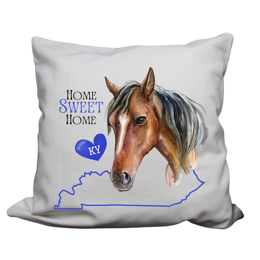 Kentucky-Themed Decorative Pillow Cover – 18x18 | Cozy, Soft Fabric with Enclosed Zipper - HOME SWEET HOME HORSE