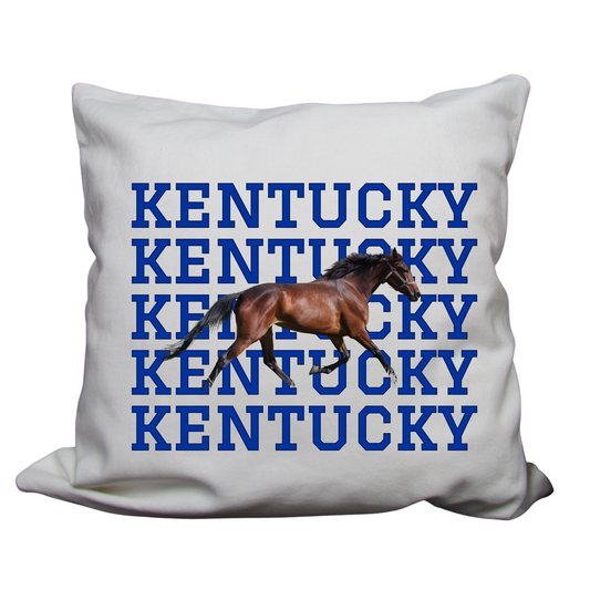 Kentucky-Themed Decorative Pillow Cover – 18x18 | Cozy, Soft Fabric with Enclosed Zipper - KENTUCKY WITH HORSE