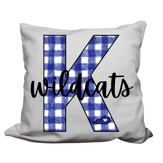 Kentucky-Themed Decorative Pillow Cover – 18x18 | Cozy, Soft Fabric with Enclosed Zipper - K PLAID WITH WILDCATS