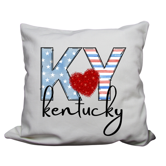 Kentucky-Themed Decorative Pillow Cover – 18x18 | Cozy, Soft Fabric with Enclosed Zipper - KENTUCKY RED HEART