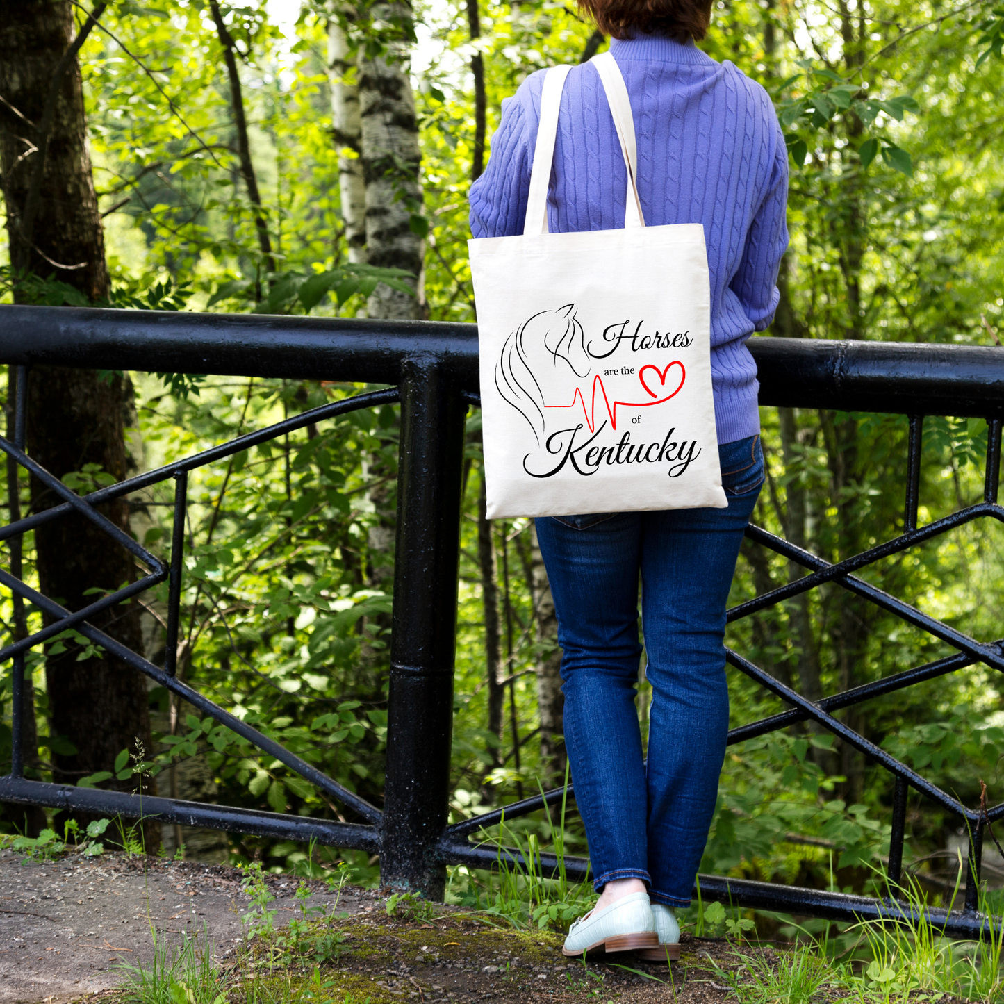 Louisville Roots, Kentucky Soul – Canvas Tote Bag HORSE ARE THE HEART BEAT OF KENTUCKY