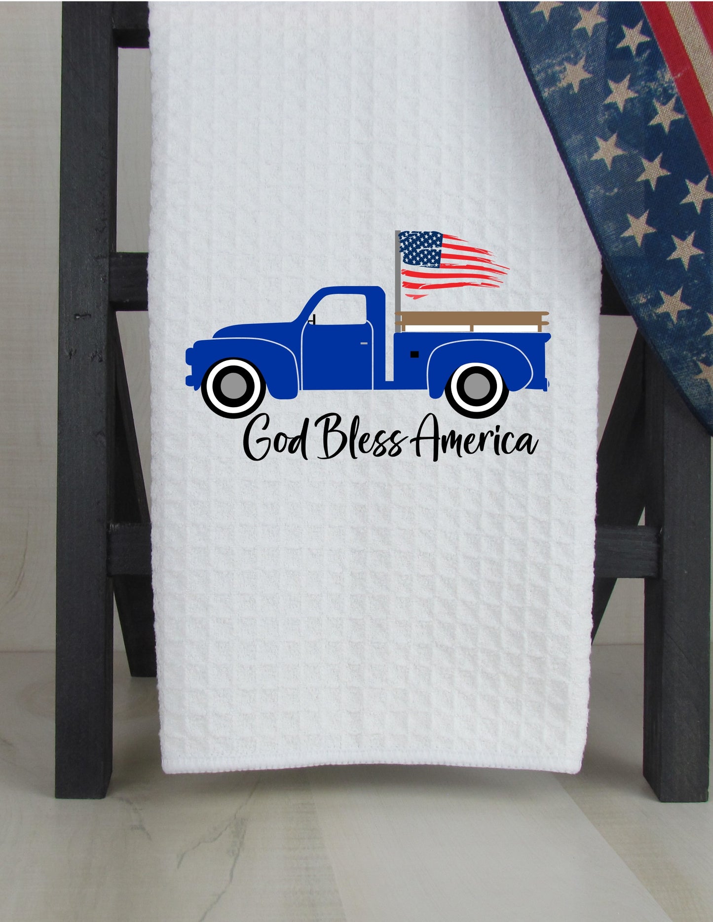 Side Truck with Flag God Bless America