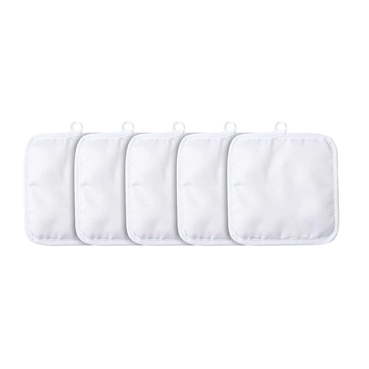 25 Sublimation Potholders, Quilted Pot Holders Set, 8x8 Inches, Heat Resistant Kitchen Hot Pads, White and Silver, Bulk Pack