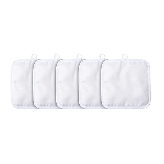 25 Sublimation Potholders, Quilted Pot Holders Set, 8x8 Inches, Heat Resistant Kitchen Hot Pads, White and Silver, Bulk Pack