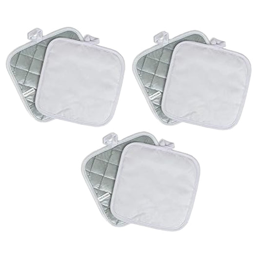50 Sublimation Potholders, Quilted Pot Holders Set, 8x8 Inches, Heat Resistant Kitchen Hot Pads, White and Silver, Bulk Pack